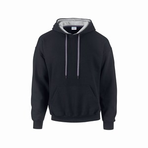 Gildan 185C00 hooded sweater contrast black grey