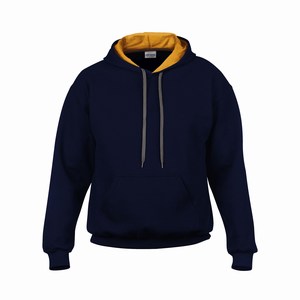 Gildan 185C00 hooded sweater contrast navy gold