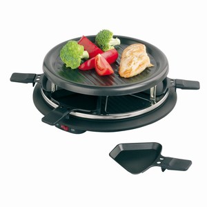 Raclette - gourmet - grill set voor 6 personen, zwart