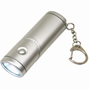 LED zaklampje met draaibare kop en sleutelhanger, zilver