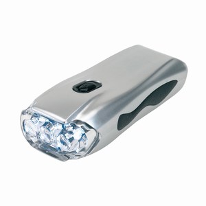 Design zaklamp met dynamo en LED lampjes Middels uitvouwbare greep is de dynamo eenvoudig op te winden, zwart, zilver