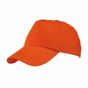 5 panel baseball cap met bollende klep en klittenbandsluiting uitgevoerd in geborsteld katoen, oranje