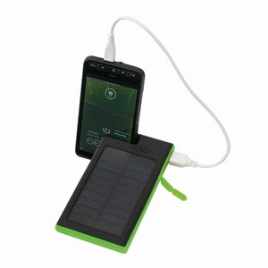 Solar powerbank en telefoonstandaard Helios. Zwart, Groen.