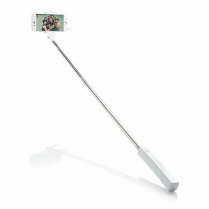 Opvouwbare selfie stick met kabel, wit