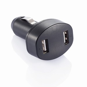 Duo auto USB oplader, zwart