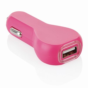 USB auto oplader, roze
