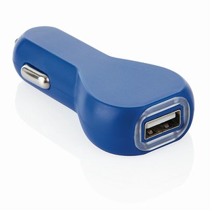 USB auto oplader, blauw
