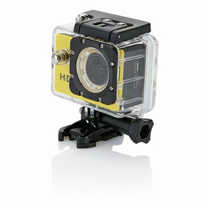 Action camera inclusief 11 accessoires, geel