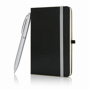 A6 notitieboek met pen in cadeauverpakking, zwart