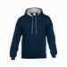 Gildan 185C00 hooded sweater contrast navy grey