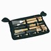 10 delig BBQ set van roestvrij staal met houten handgrepen, zwart, hout